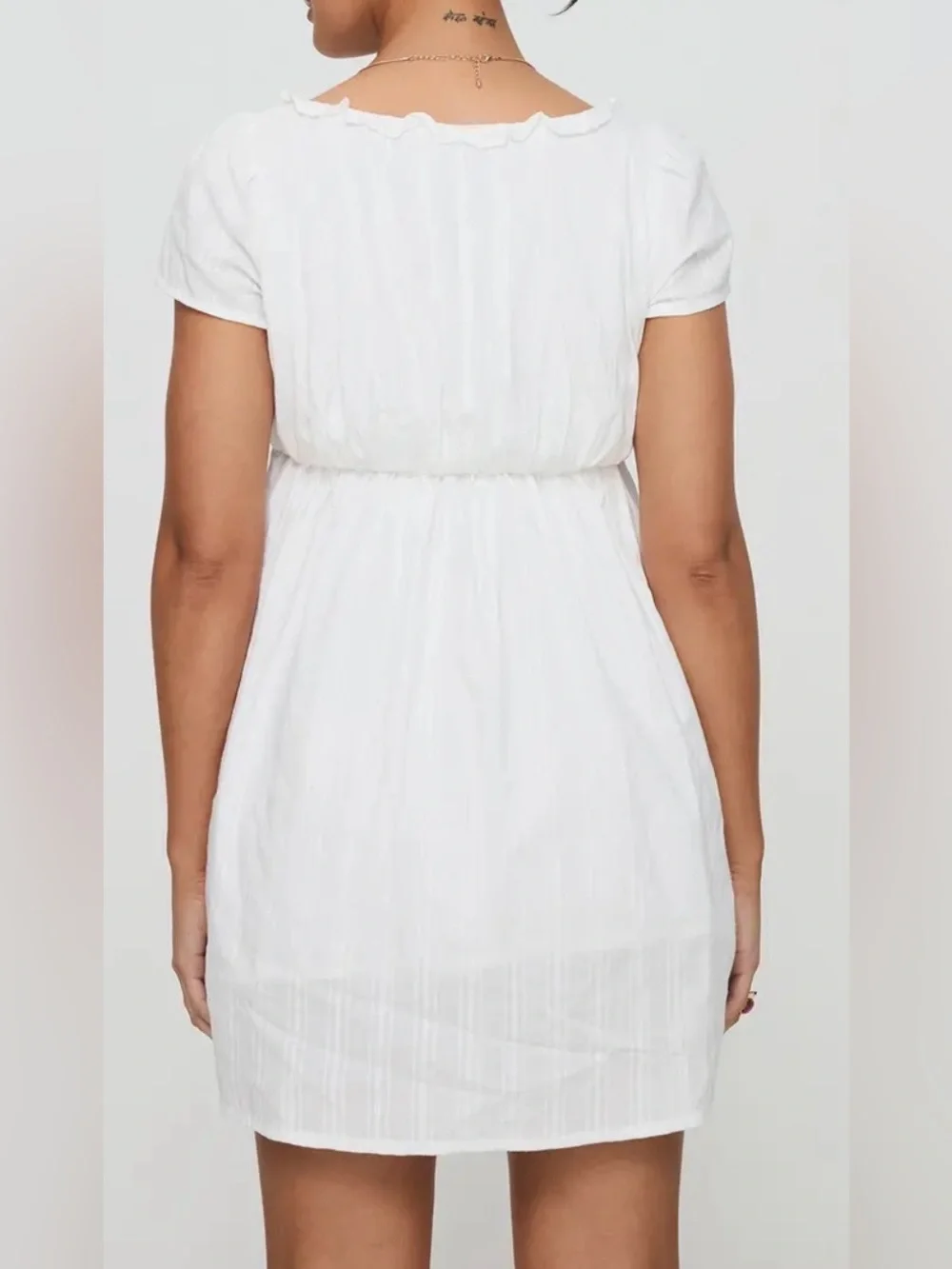 Princess Polly White Montserrat tonal stripe babydoll dress - Picture 3 of 7